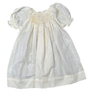 Petit Ami Girls Pale Yellow Floral Dress Baby Smocked Hand Embroidered 3 Months